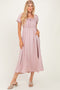 Mauve Square Neck Puff Sleeve Midi Dress