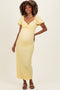 Yellow Knit Twisted Bust Short Sleeve Maternity Midi Dress
