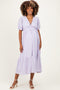 Lavender Lace V-Neck Puff Sleeve Maternity Maxi Dress