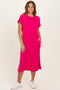 Fuchsia Pocket Front Midi T-Shirt Dress