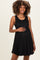 Black Ribbed Sleeveless Lettuce Trim Maternity Mini Dress