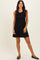 Black Ribbed Sleeveless Lettuce Trim Mini Dress