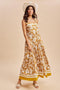 Golden Yellow Floral Sleeveless Maxi Dress