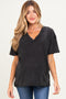 Black Washed V-Neck Oversized Maternity Tee