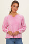 Bubble Pink Mineral Wash Exposed Seam Top