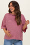 Chocolate Oversized Striped Maternity Boyfriend Tee