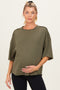Olive Raw Cut Edge Maternity Boxy Tee
