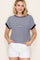 Navy Pinstripe Contrast Trim Top