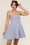 Navy Striped Strapless A-Line Maternity Dress