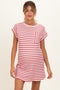Red Textured Stripe Knit Maternity T-Shirt Dress