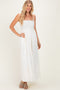 Off White Pom Pom Strap Smocked Maxi Dress