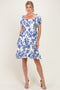 Blue Floral Puff Sleeve Dress