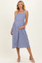 Navy Gingham Halter Neck Maternity Midi Dress