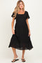 Black Polka Dot Smocked Maternity Midi Dress