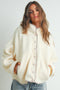 Ivory Floral Trim Fleece Snap Button Jacket