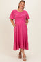 Pink Washed Gauze Smocked Maternity Plus Midi Dress