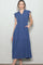 Deep Blue Button Up Ruffle Sleeve Tiered Maxi Dress