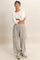 Heather Gray Ruffle Waist Burnout Jogger Pants