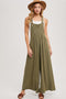 Olive Super Wide Leg Overall Jumpsuit