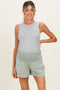 Sage Smocked Waist Mineral Wash Maternity Shorts