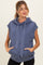 Navy Mineral Wash Sleeveless Maternity Hoodie