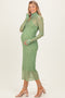 Kiwi Polka Dot Mesh Overlay Maternity Midi Dress