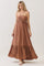 Amber Brown Halter Neck Tiered Cutout Maxi Dress