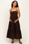 Brown Tiered Cutout Tie Back Maternity Midi Dress