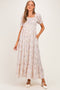 Cream Floral Ruffle Accent Smocked Maternity Maxi Dress