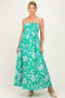 Kelly Green Floral Smocked Maternity Midi Dress