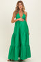 Green Cutout Halter Neck Maternity Maxi Dress