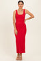 Red Low Back Square Neck Maxi Dress
