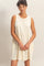 Cream Sleeveless Crewneck Tiered Mini Dress