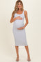 Oatmeal Ribbed Square Neck Maternity Tank Dress