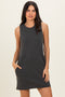 Black Pigment Dyed Sleeveless Mini Dres
