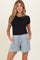 Light Blue Drawstring Pleated Maternity Shorts