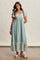 Sage Floral Border Print Flutter Sleeve Maxi Dress