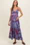 Navy Red V-Neck Twist Front Cut Out Maternity Maxi Dress