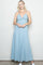 Light Blue Chambray Beaded Front Tie Maxi Dress