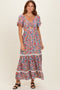 Ivory V Neck Twist Front Cut Out Floral Print Maxi Dress