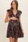 Black V Neck Smocked Bodice Flutter Sleeve Maternity Short Dress
