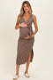 Mocha Sleeveless Wrap Maternity Midi Dress