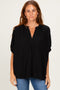 Black Textured Stripe Oversized Blouse