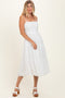 Off White Eyelet Lace Cutout Tie Back Midi Dress