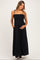 Black Smocked Shoulder Tie Maternity Maxi Dress