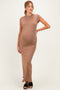 Mocha Fitted Short Sleeve Maternity Maxi Dress