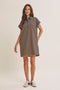 Navy/Mocha Relaxed Fit Striped Polo Mini Dress