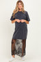 Black Lace Bottom Maternity T-Shirt Dress