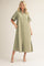 Sage Side Slit Button Down Midi Dress