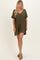 Olive V-Neck Basic Dress